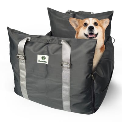 Pawsource Autostoel Hond – Grijs – Hondenmand – Wasbaar – Antislip – Waterbestendig – Incl. Autogordel - M