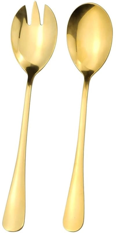 Dailygoods- Saladebestek Goud - 2x Serveerset - Roestvrij Staal - Hoogglans Gepolijst - Perfect voor Feesten - Duurzaam en Robuust - Serveerbestek