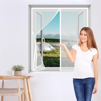 Magnetisch Hor - Muggenhor Raam - Insecten Buiten Houden - Zonder Boren - 106 x 89 cm - Wit
