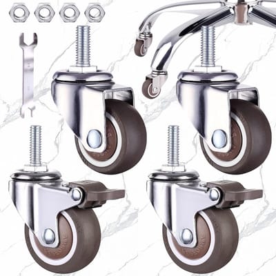 Dailygoods- Zwenkwielen Zware uitvoering met rem - Zwenkwielen set van 4 - Meubelwielen met schroefdraad - Stil en slijtvast - Draagvermogen 40 kg - Geschikt voor diverse vloeren