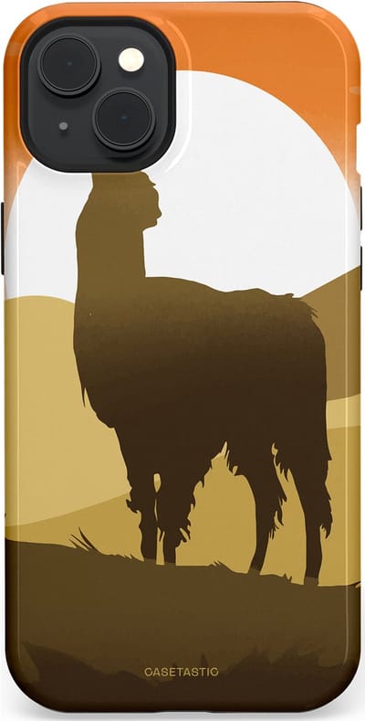 Casetastic Hoesje Geschikt voor Apple iPhone 15 Plus Magsafe - Stijlvolle Beschermende Duo-layer Case - Silhouet Alpaca