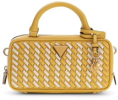 GUESS handtas schoudertas Kora Mini Box Satchel Honey mosterdgeel
