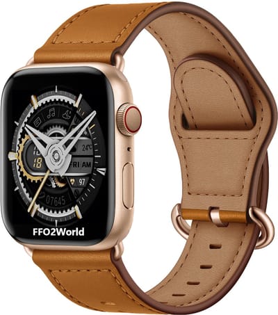 Stravo Luxe Leren bandje Geschikt voor Apple Watch 42mm (Series 11/10), 41mm (Series 9/8/7), 40mm (Series 6/5/4, SE 1/2/3), 38mm (Series 3/2/1) - Luxe Connector met Leather Horlogeband - Leer - Bruin