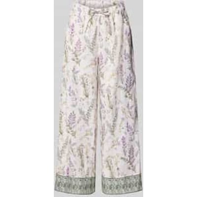 Wide leg linnenbroek met lavendelprint