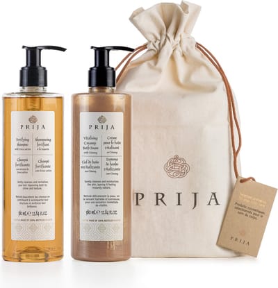 PRIJA - Set cosmetica in een zakje, badschuim met deeltjes + haarshampoo