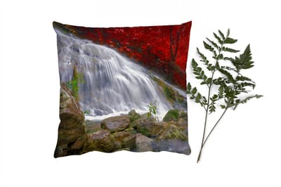 Sierkussens - Kussentjes Woonkamer - 40x40 cm - Waterval - Rotsen - Water - Herfst