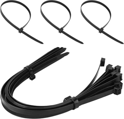 Kabelbinders - Hersluitbare Tie-wraps - Kabelbeheer - UV-bestendig Nylon - 600 mm x 12 mm - Zwart