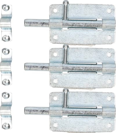 Deltafix schuifslot/plaatgrendel - 3x - 8 x 5cm - verzinkt staal - deur - schutting - hek