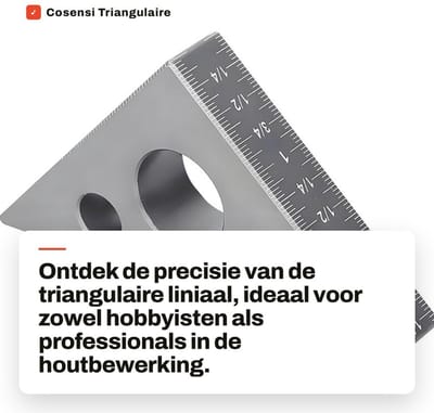 Dailygoods- Driehoeklineaal 90/45 Graden - Aluminium Legering - Meetinstrument - Houtbewerking - Precisie Schalen - Compact Formaat - Hoekmeter