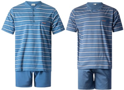 Gentlemen - 2 heren shortama's 114284 - korte pyjamasets - knoop- en V-hals - blauw - maat XXL