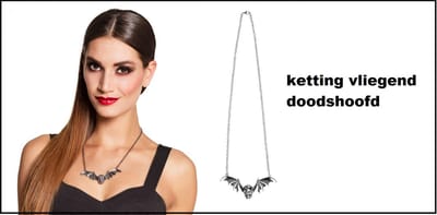 Ketting vliegend doodshoofd metaal - Halloween horror scary doods hoofd creepy festival thema feest