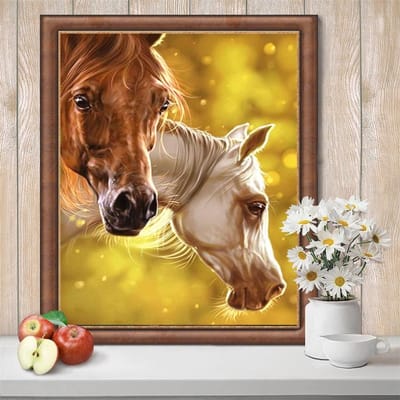 Dierlijke diamant schilderij 5D paard diamant borduurwerk steentjes verf Home decor cadeau 20X30CM yellow
