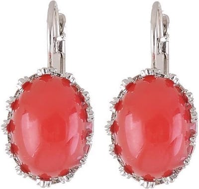 Behave - Oorstekers ovaal rood steentje - Tijdloze stijl - Dames
