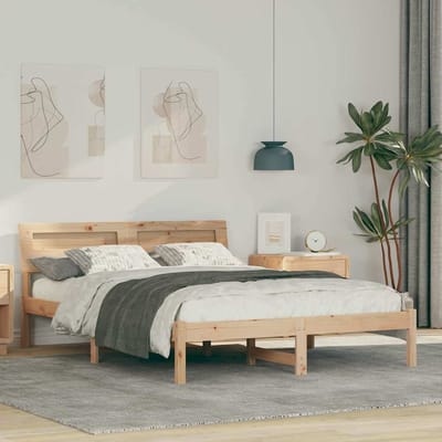 vidaXL - Bedframe - met - hoofdeinde - Bruin - 120 - x - 200 - cm - Massief - grenenhout