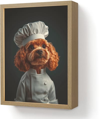 Wandlamp 30x40 cm - Oplaadbaar - Bruin - Kok - Hondje - Wandlampen binnen woonkamer - Slaapkamer lamp - Decoratieve nachtlamp - Vloerlamp draadloos
