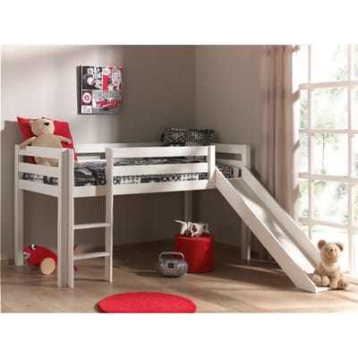 LUCEVI - Pino Halfhoogslaper met Glijbaan 90x200cm - Wit - H115CM