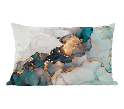 Sierkussens - Kussentjes Woonkamer - 60x40 cm - Marmer print - Goud - Blauw