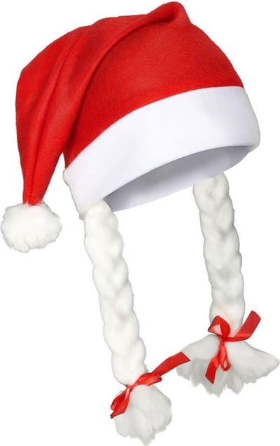 Benza Kerstmuts met vlechten - Rood