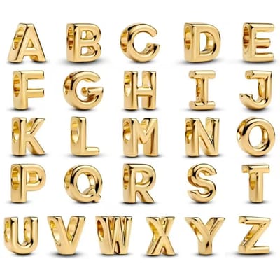 Élément de Perle Alphabet Lettre A-Z Dorée Exquise Charme en Cuivre Véritable Pour Collier de Femme Bracelet Style Accessoires Manchette Création de Bijoux J beige