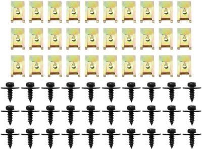 Dailygoods- Moer Set 30 Stuks - Metalen Moeren - Schroeven - U-type Montageclips - Antioxidant - Slijtvast Metaal - Bevestigingsmateriaal