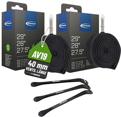 Fietsbinnenband Set voor 27,5 28 29 Inch – 40 mm AV Ventiel en 3 Bandenlichters