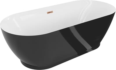 Mexen Roxy vrijstaande badkuip 180 x 85 , wit/zwart, overloop roségoud - 51201808575-60
