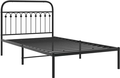 Eenpersoonsbed Frame met Hoofdbord Metaal Zwart
