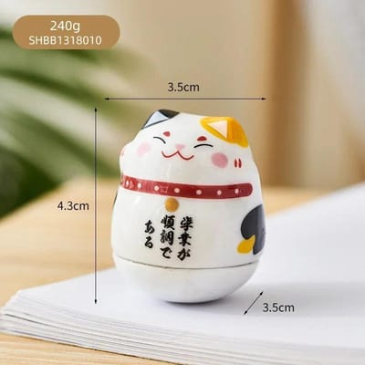 Gobelet en céramique pour chat, décoration de bureau Feng Shui, figurine de chat porte-bonheur, accessoires de décoration de chambre white