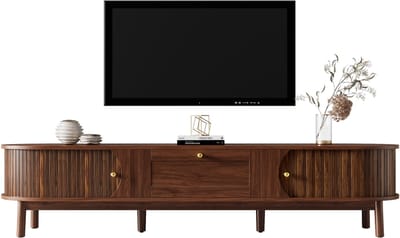 TV-Meubel - Lowboard Van Massief Hout Met Lades - Afgeronde Hoeken - Hout - Naturel