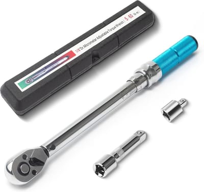 Verstelbare Momentsleutel 3/8" - 1/4" Adapter van 5-60NM met Verlenging en Foutnauwkeurigheid ±4%