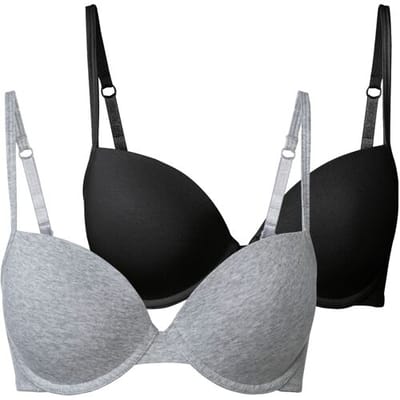ESMARA 2 dames beugel BH's (Zwart/grijs, 75B)