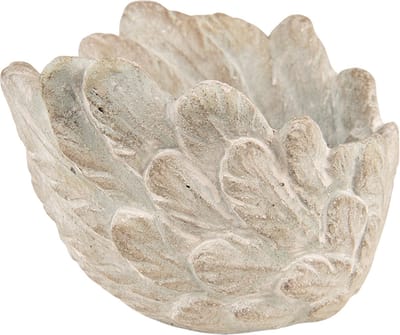 Bloempot voor Binnen – Grijs – Rustieke Pot – Ø 20 cm – Steen – Bladmotief