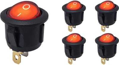 ProRide Wipschakelaar ON-OFF KCD2-220 - Rond - 3 pins - 250V/6A - Rood - 5 stuks