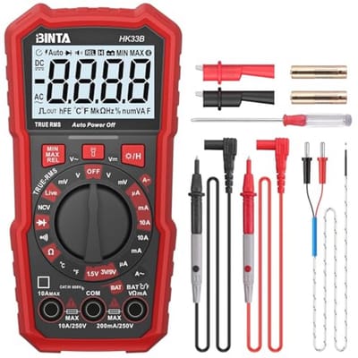 Digitale Multimeter 2000 Tellingen met AC/DC Voltmeter en Temperatuurmeting
