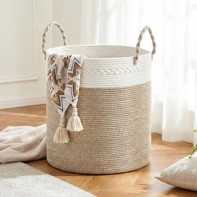 heupwasmand - Ronde Wasmand - Katoen Rope - Ruimte voor Kleding en Speelgoed - Veilig en Duurzaam - Voor Huis en Kinderkamer
