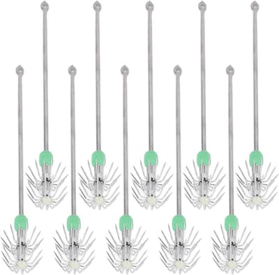 10 Stuks Dubbele Laag Octopus Haken, Aantrekkelijk voor Vissen, Luminous Ontwerp, Sterke Penetratie en Perfect voor Squid Bait en Jigging