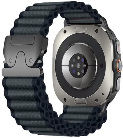 Nylon bandje - geschikt voor Samsung Galaxy Watch 8 (40mm) / Galaxy Watch 8 (44mm) / Galaxy Watch 8 Classic - ocean stijl met parachute sluiting - zwart