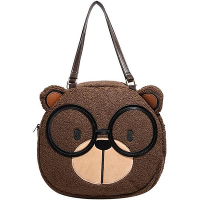 Crème Beer Cartoon Schattige Pluche Draagtas Herfst en Winter Mode Commuter Eén-Schouder Diagonaal Schuiftas brown