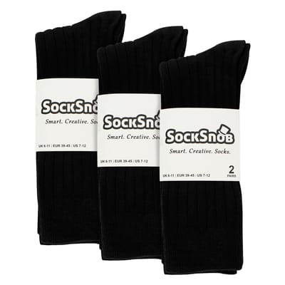 Sock Snob - Heren effen gekleurde katoenrijke geribbelde sokken - 6 paar