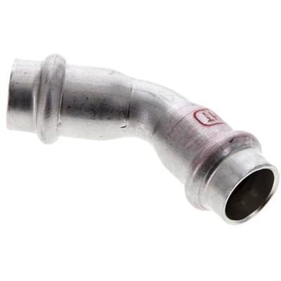 45 graden L-Perskoppeling - 15mm Persmof - RVS