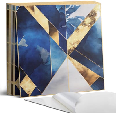 Coloray Plaktegels - Geometrie in tinten Portugese Tegels - 30 cm x 30 cm - Marine Plaktegels - 9 stuks - Vierkant PVC Tegels - Plaktegels Keuken - Zelfklevende Vloertegels - Vinyltegels Vloer Zelfklevend - Zelfklevende Tegels