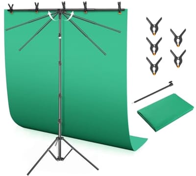 Achtergrondstandaard voor Feesten 1,42 x 1,8 m - Verstelbare T-dwarsbalk met 2-in-1 Groen Scherm Kit voor Fotografie en Videoproductie