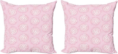 ABAKUHAUS Pastel Decoratieve Kussenhoezen, Set van 2, Modern Accent Dubbelzijdige Digitale Print, 50x50 cm, Babyroze Wit