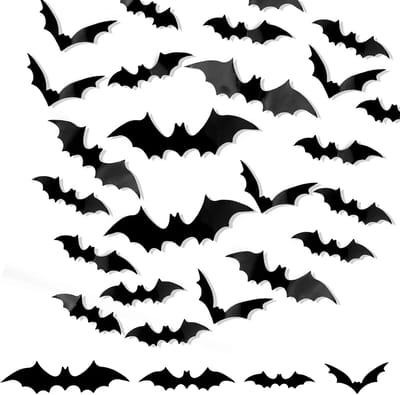 Peysaitr – 60 Stuks – Halloween Vleermuis Muurstickers 3D – Vleermuis Decoratie van PVC – Herbruikbare Halloween Versiering voor Muren, Ramen,Feesten, Deuren,Plafond en Open Haard
