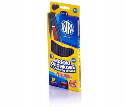 Astra Serie - Potloodkleurpotloden - 12 Stuks - Met Slijper - Zwart Hout