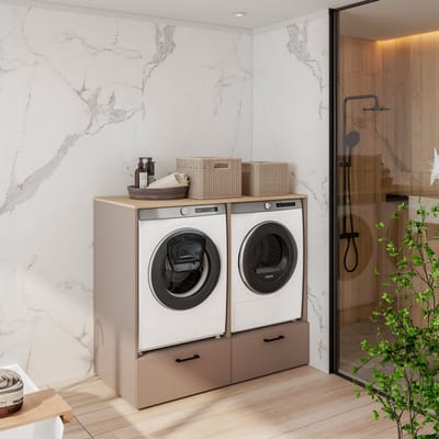 Wasmachine en droger ombouw - Met lade - Beige