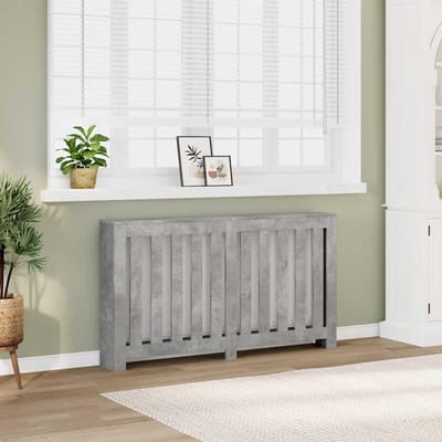 Radiatorbekleding - Verwarming ombouw - Woonkamer decoreren - Modern lattenontwerp - 149 x 20 x 82 cm - Betongrijs