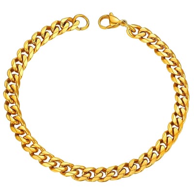 Fako Bijoux - Schakelarmband Gourmet - Cubaanse Schakel Armband - Cuban Link - Armband Staal - RVS - 5mm - 22cm - Goudkleurig