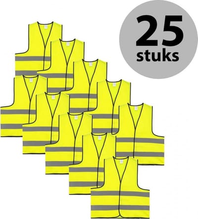 Veiligheidshesje - Veiligheidsvest - Volwassene - Geel - 25 stuks