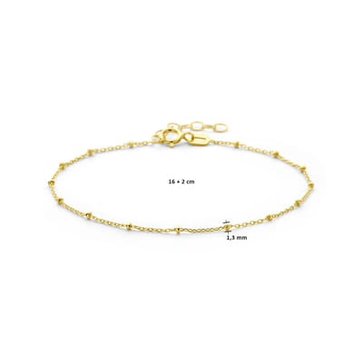 14K Geelgoud Armband Bolletjes 1,3 Mm 16 + 3 Cm 4028269